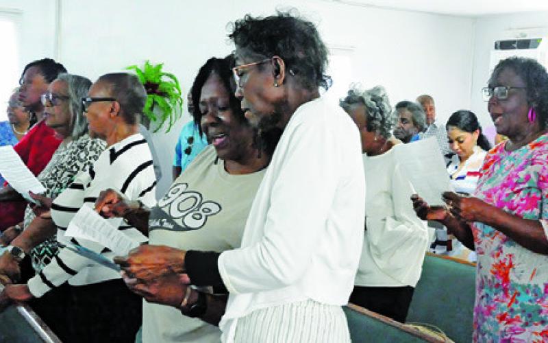 THE CONGREGATION OF SHILOH Missionary Baptist Church sing “We’ve Come This Far by Faith” during a dedication service for a Texas Historical Marker on Saturday.