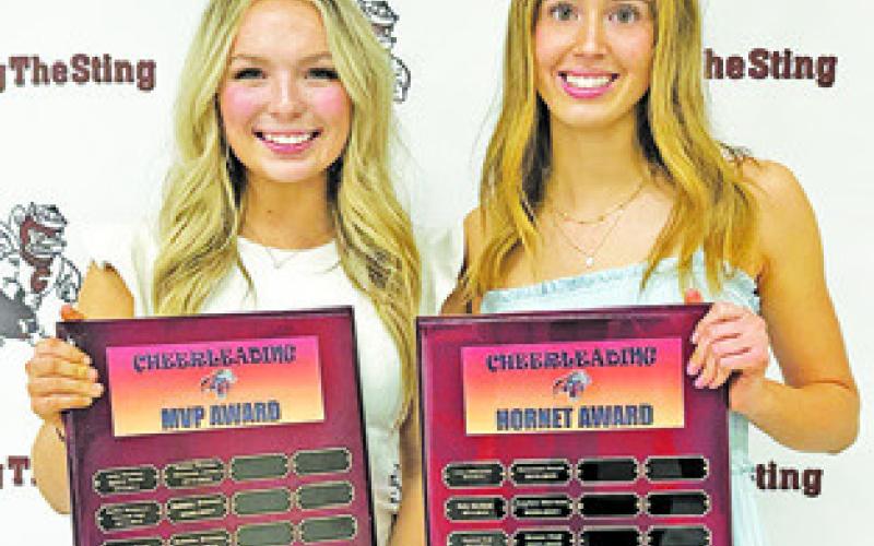 ALLIE BOWERS received the cheer MVP and Ryan Ferguson received the Hornet Award at Caldwell High School’s Fall Sports Awards Banquet.