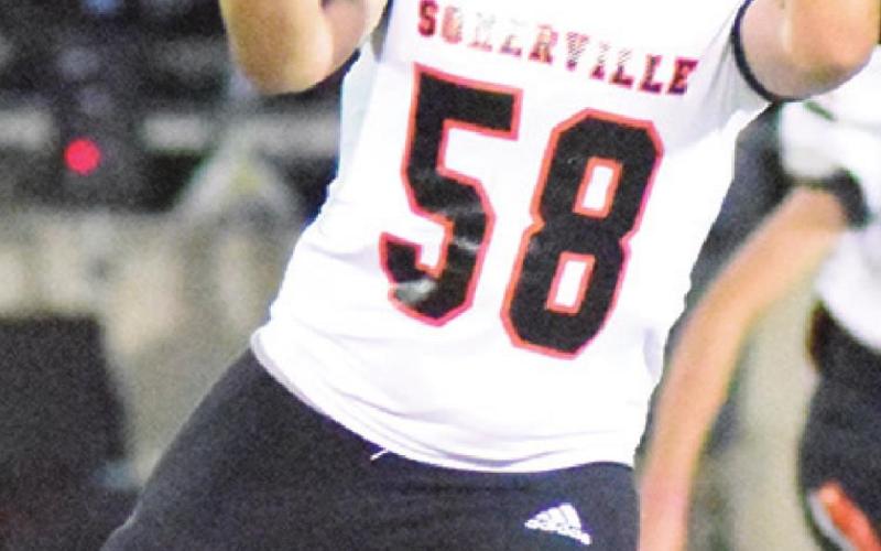 PAYTON SPROUSE prepares to catch an onside kick for Somerville during the Yeguas’ playoff game against Eldorado last week.
