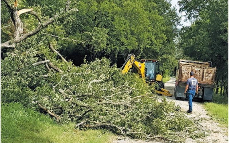 BURLESON COUNTY Precinct 4 crews remove trees and limbs along County Road 463.