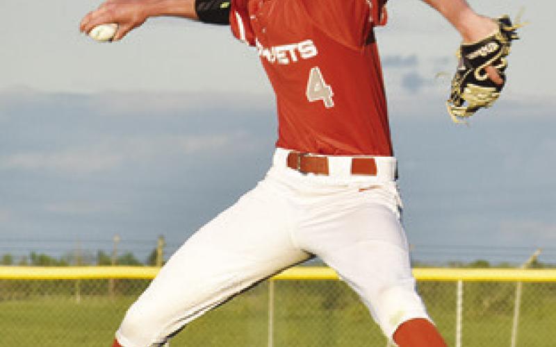 COLBY MARESH of Caldwell pitches against Smithville. -- Tribune photo by Roy Sanders
