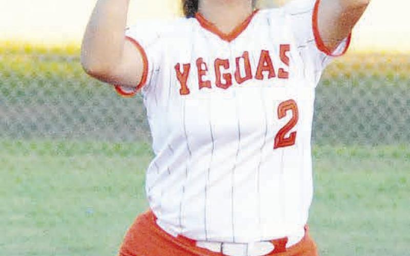 JOCELYN PONCE waits for the pop fly from a Normangee batter during Somerville’s win last Friday. -- Tribune photo by Denise Squier