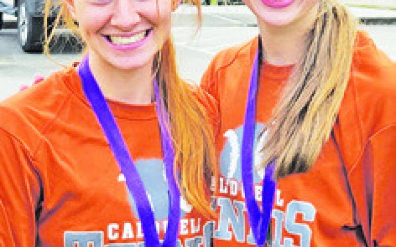 CALDWELL’S HOPE Savage and Tilly Hicks won the consolation title for A Girls Doubles at last week’s Montgomery Bear Invitational.
