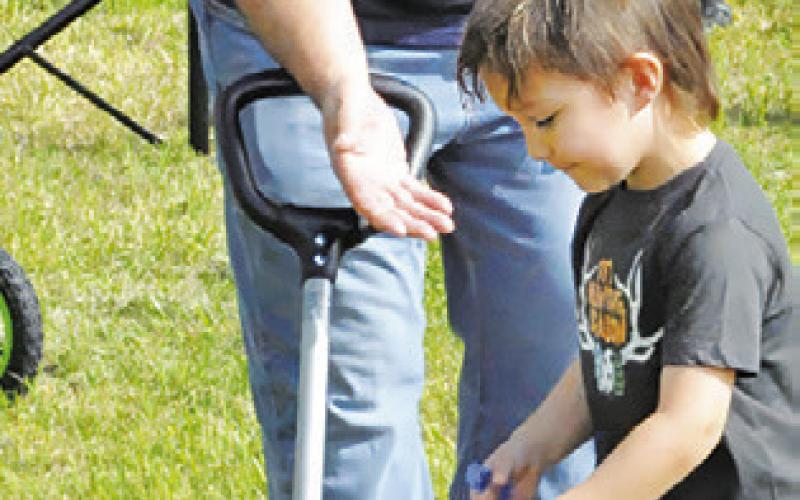 THIS CHILD WON one of the bicycles which were given away during First Baptist Church of Caldwell’s Easter Egg Hunt last Saturday.