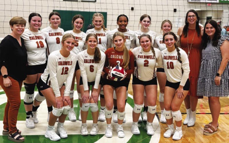 THE LADY HORNETS are pictured after their bi-district win over Stafford. Caldwell later fell to Salado in the area round.