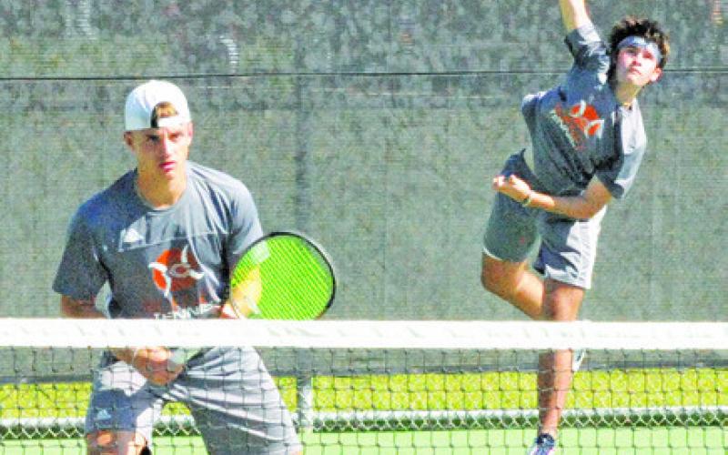CALDWELL’S WAYLON CHAPMAN and Connor Hughson have qualified for the UIL Class 4A State Tennis Tournament in boys doubles.