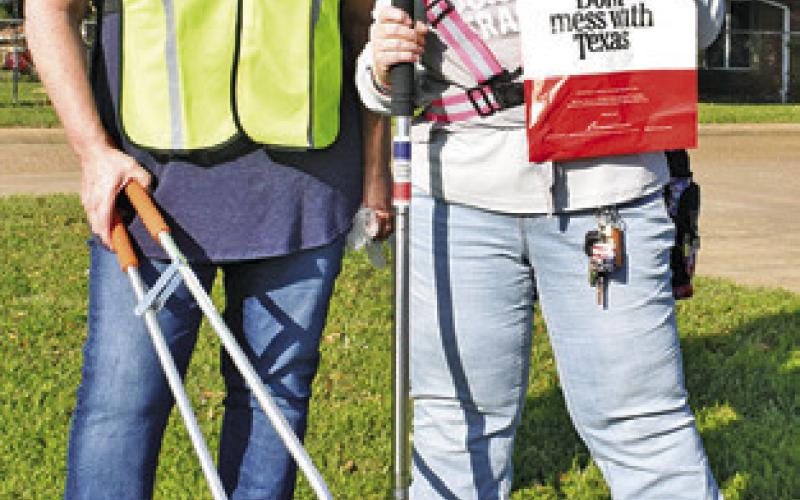 RAILEEN MURRAY and Kathy Pollock participate on Saturday, April 12, in the Keep Burleson County Beautiful Spring Clean Trash Off on State Highway 21 East in Caldwell.