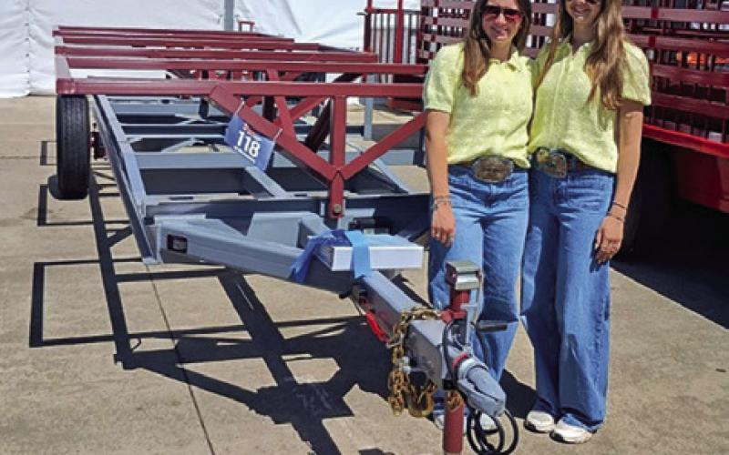 ADELINE AND LYDIA HICKS of Caldwell FFA placed sixth at the HLSR Ag Mechanics show. Photo courtesy of Abigail Wolski
