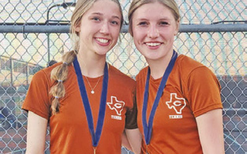 TILLY HICKS and Jordan Perkkio placed third in Girls Doubles at the Madisonville Mustang Invitational Varsity #2 Tournament last week.