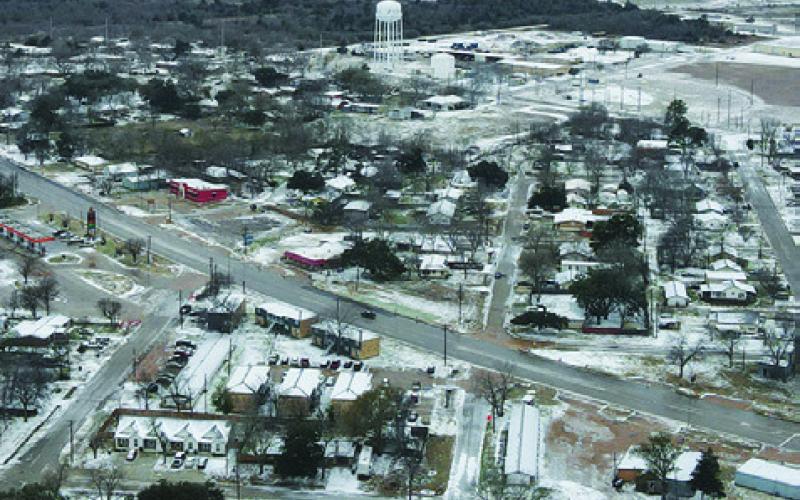 THIS PAST WEEKEND’S winter storm left the City of Caldwell and all of Burleson County under a blanket of ice. Photo courtesy of Trace Reed