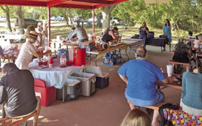 BURLESON COUNTY DEMOCRATS enjoyed an afternoon at Davidson Creek Park with hot dogs, hamburgers and games, along with a “meet and greet” with candidates running for state and federal office.