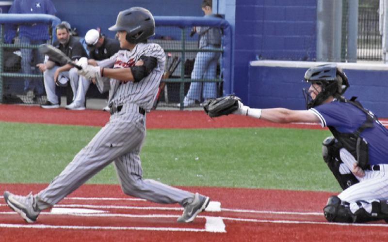 AXEL NOYOLA OF the Somerville Yeguas bats last Friday against Mumford in Mumford. Tribune photo by Roy Sanders