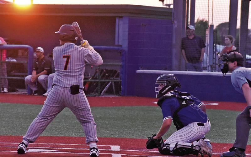 LUKE MOSES OF the Somerville Yeguas gets ready to bat last Friday against Mumford. Tribune photo by Roy Sanders
