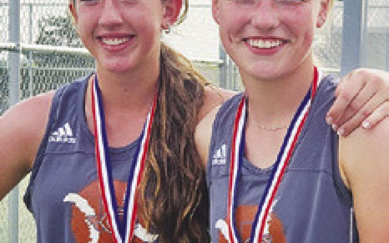 CALDWELL’S KYLIE Vogler and Jordan Perkkio placed third in girls doubles at last week’s Caldwell Varsity Tennis Tournament.