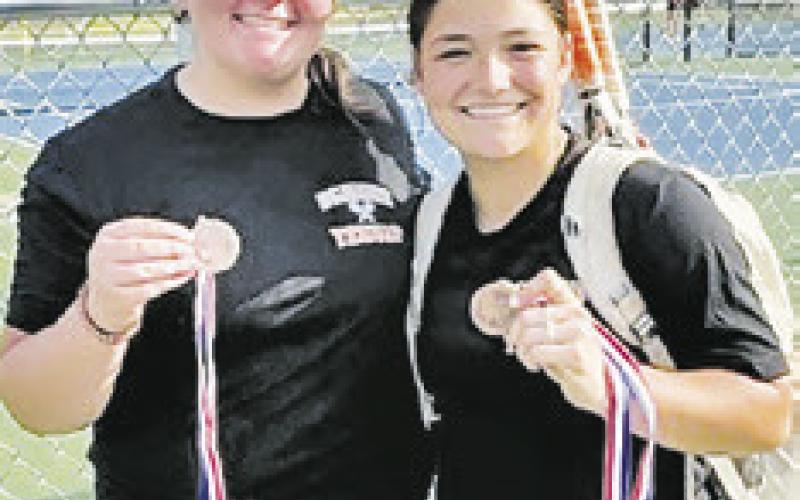 SOMERVILLE’S AUBREY Kovasovic and Averie Hernandez won the girls’ doubles consolation title at last week’s Caldwell Varsity Tennis Tournament.