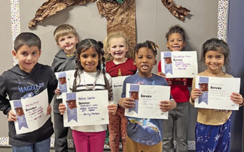 SEVEN KINDERGARTEN STUDENTS at Caldwell Elementary School were honored with Person of Value for Service certificates.