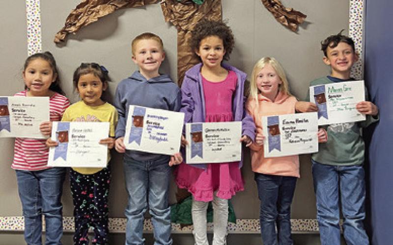 SIX FIRST-GRADE students at Caldwell Elementary School were recognized with Person of Value for Service certificates.