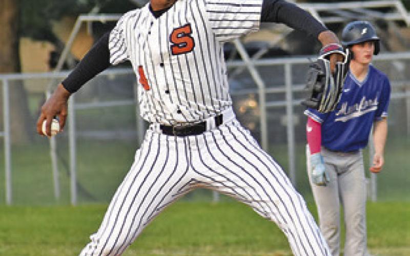 CALEB HANKS pitches for Somerville in the Mumford game last Friday in Somerville.