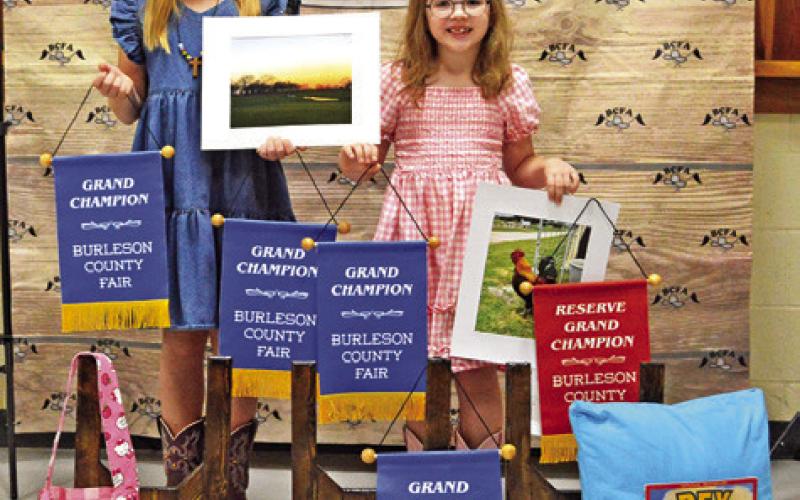 BRYSTLE AND BREYGAN BODISH brought home four grand champion titles in Junior Creative Arts and Sewing and Children’s Corner Photography and Sewing. Tribune photo by Sabine Lazo