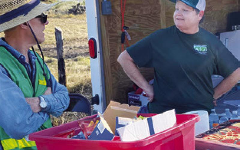 BURLESON COUNTY Community Emergency Response Team (CERT) provides water, snacks and heat relief to area firefighters during the recent outbreak of grass fires.