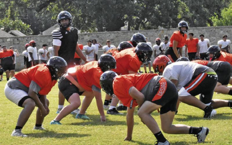SOMERVILLE’S WORKS ON its offensive plays in this pre-season practice session.