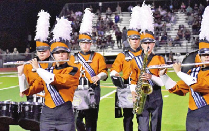 CALDWELL HIGH SCHOOL Band members perform on Friday. Those pictured include Trinity Ragnes, Lacie Nipp, Marily Reyes, Maegan Schneider, Braysen Garcia and Asher Boniol.