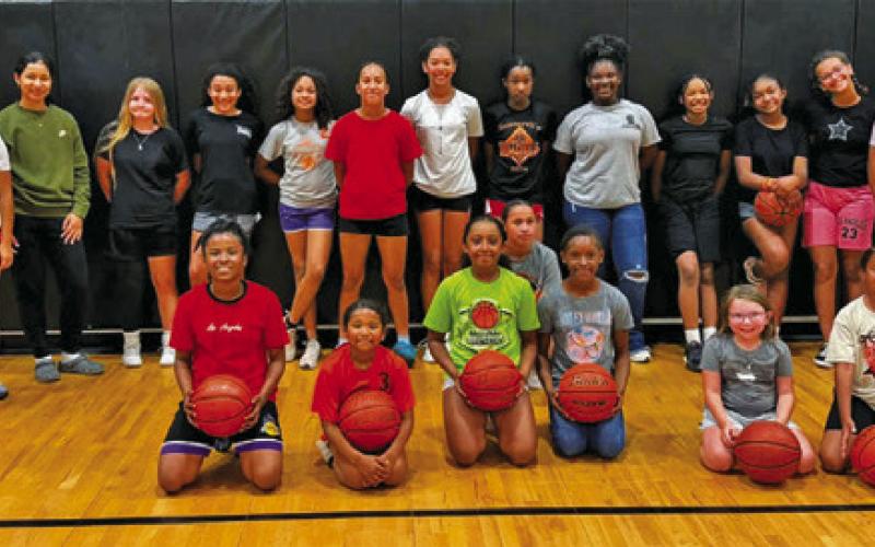 SEVERAL CURRENT AND FUTURE Lady Yeguas had fun at last week’s basketball portion of the Lady Yegua Sports Camp.
