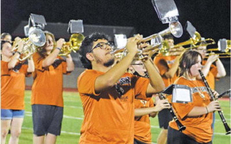 LEONEL HERNANDEZ PLAYS for the Caldwell High School Marching Band at halftime of the Caldwell-Groesbeck football game.