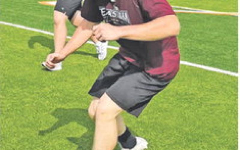 STUDENTS WORK on agility skills during the Caldwell athletic Strength and Conditioning Camp.