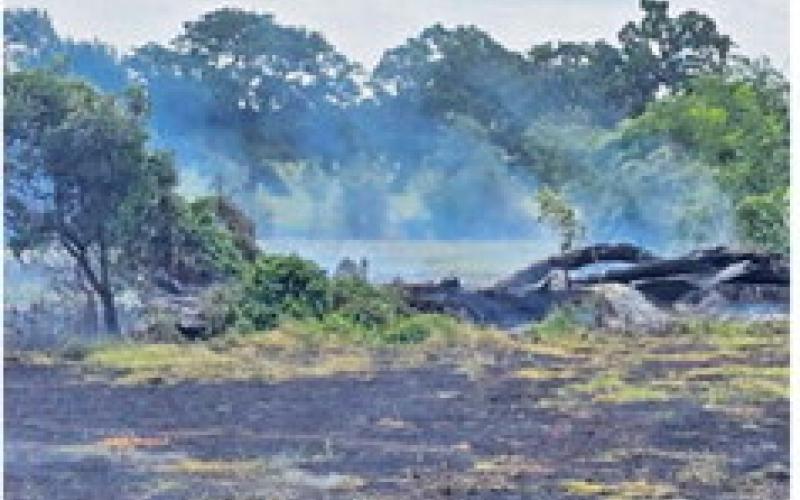 THIS PASTURE WAS burned on Friday afternoon, June 26, off County Road 283. Cooks Point and Caldwell firefighters responded. Photo courtesy of Caldwell VFD