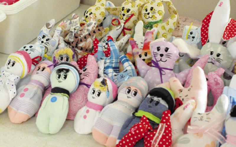 THESE STUFFED ANIMALS and dolls were created to send to breast cancer surgery patients through the Blessing Box Project. Snook EEA hosted a Blessing Box Project “Sew-In” on Saturday.