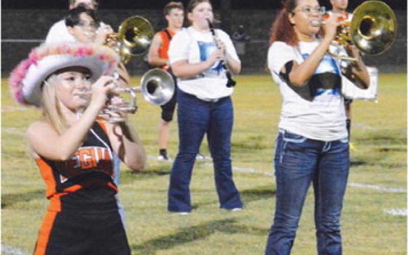 THE SOMERVILLE HIGH School Band performs at halftime of the Yeguas game against Weimar. -- Tribune photo by Roy Sanders