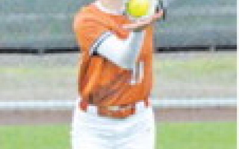 BREANN SIMS catches a fly ball during the Caldwell-Lexington game during the Caldwell SWARM Tournament at Lady Hornet Field.