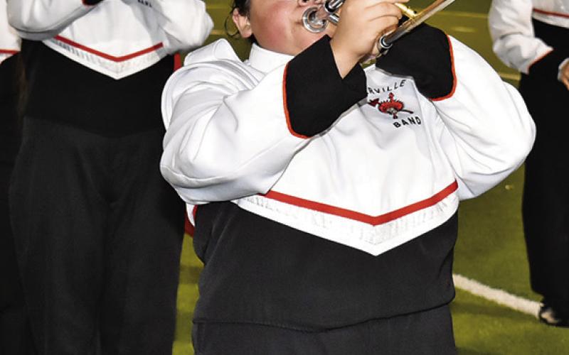 THE SOMERVILLE HIGH School Band performs at halftime of the Somerville-Snook game last Friday in Snook.