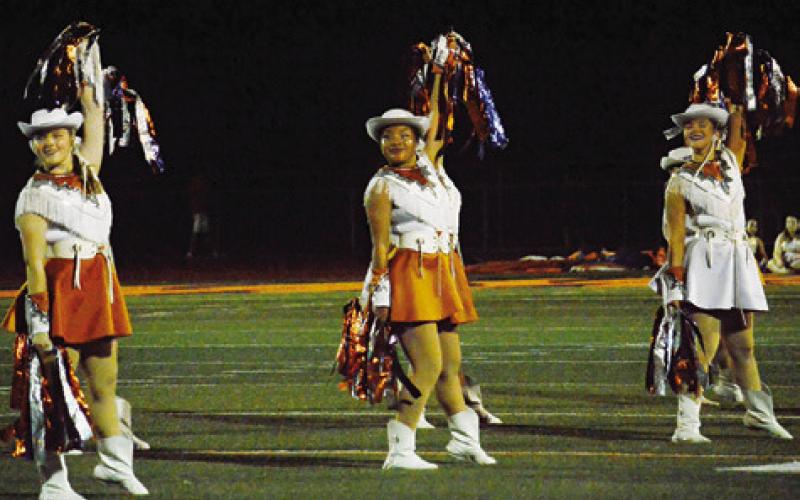 THE CALDWELL HIGH School Honeybees dance team performs at halftime of the Caldwell-Smithville football game last Friday.