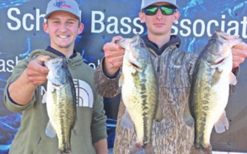 CALDWELL BASS CLUB members, Collin Burgess and Carson Parker, caught three fish weighing 6.07 pounds at the recent THSBA tournament at Toledo Bend Lake.