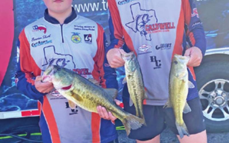 CALDWELL’S Brewster Sleeth and Paul Mowbray caught three fish for a total weight of 6.12 pounds at the Toledo Bend Lake Tournament earlier in February.