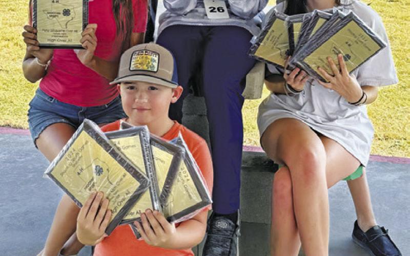 SEVERAL BURLESON COUNTY 4-H Shooting Sports Club members placed at the state shooting games. Pictured, from left, back, are Kyzar Brock, Joshua Marshall, middle, Hannah Marshall, Barrett Warren, Lorelai Browne, and, front, Mason Giesenschlag.
