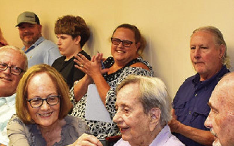 MADELINE GROCE is recognized by the Burleson County Commissioners on Monday in honor of her 106th birthday.