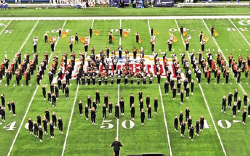 PARTICIPATING BANDS AND DANCE TEAMS perform at the Alamo Bowl game. Photo courtesy of Dr. Jason Levin