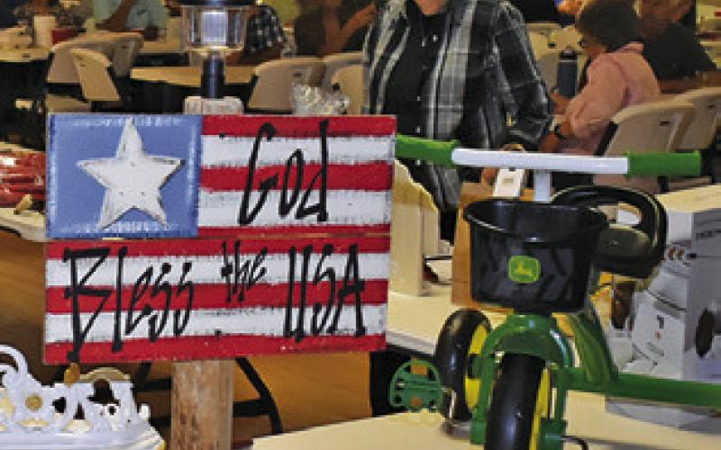THESE AUCTION ITEMS are on display at the Lynnlee Kocurek fundraiser held on Saturday, Oct. 18, in Dime Box.