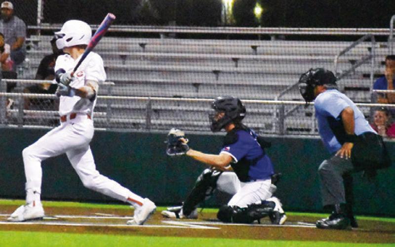 CHASE FAUST BATS for Caldwell on Friday against Navasota. Tribune photo by Roy Sanders