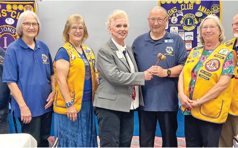 NEWLY INSTALLED OFFICERS of the Caldwell Burleson County Lions Club are pictured, from left, Lions Kathy Cornett; Adrien and Pat Drouilhet; Cindy Brahm, PDG; Johanna Elliott, installing officer; President John Brahm; Margaret Polansky; Ken Wiltz; Kelli Coleman and Deborah Hildebrand. Photo courtesy of Adrien Drouilhet