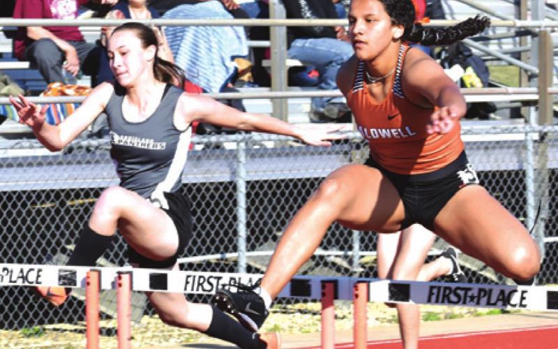 CALDWELL HURDLER Alyiah Vela placed third in the 100-meter hurdles at last week’s Happy Skrabanek Relays in Caldwell.