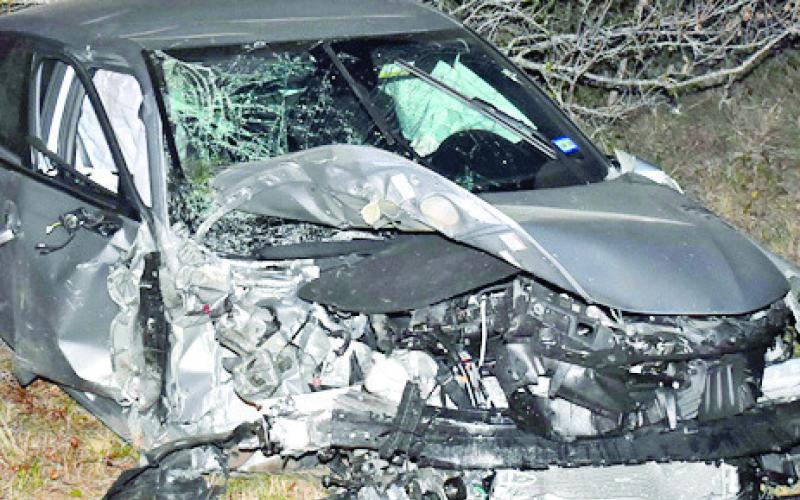 THIS HONDA CIVIC car was damaged on Monday night in an accident on State Highway 36, about 1.4 miles north of Lyons.