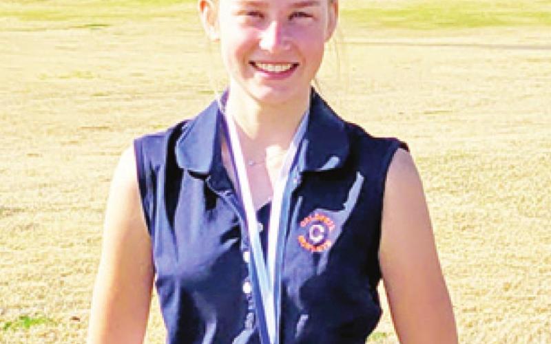 MAEGAN SCHNEIDER of Caldwell placed second at the Navasota Tournament.