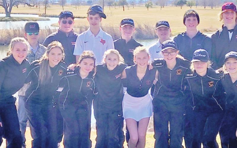 THE CALDWELL HIGH SCHOOL boys and girls golf team is pictured at the Navasota Tourney.