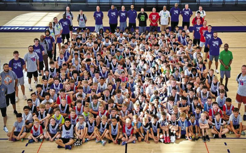 BLINN COLLEGE HOSTED THE TEXAS Association of Basketball Coaches (TABC) Basketball Camp of Champs last week. Ten area student-athletes from Snook and Somerville attended and Somerville’s Josh Vela coached. Pictured are campers and coaches from the camp.