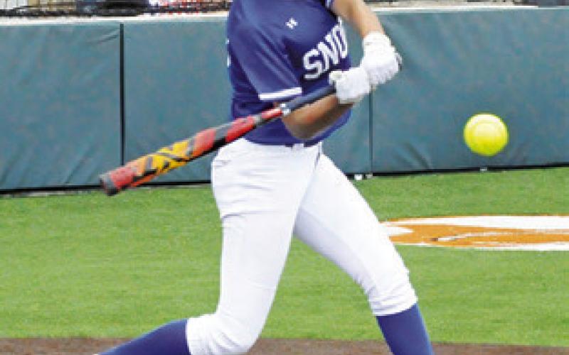 JAZMENA PEREZ bats during the Snook-Centerville bi-district game last Friday night in Caldwell. -- Tribune photo by Denise Squier