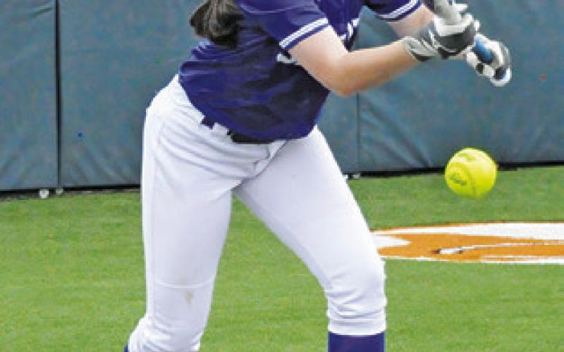 KALYN COOPER bunts during the Snook-Centerville bi-district game last Friday.